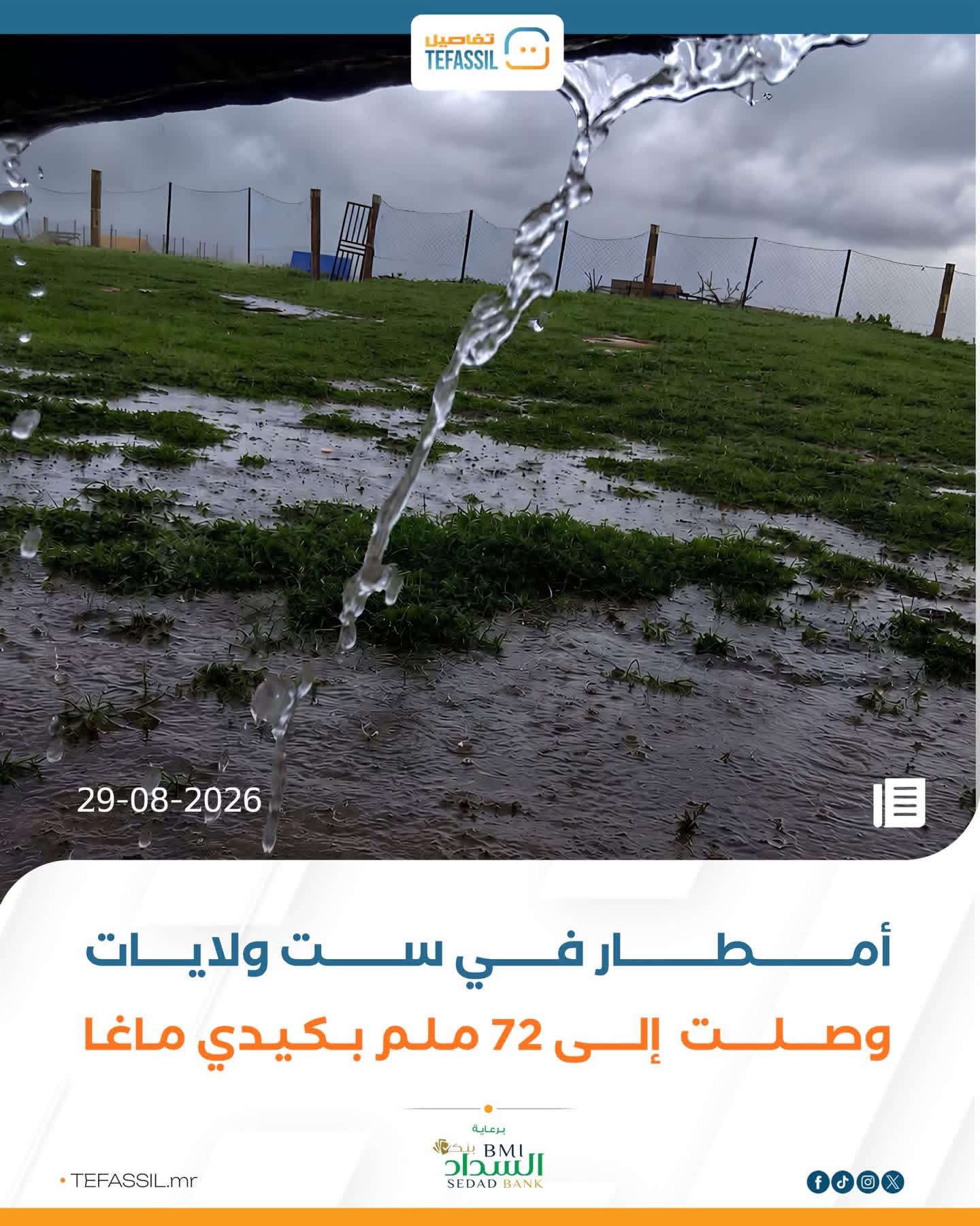 أمطار في ست ولايات تصل إلى 72 ملم بكيدي ماغا