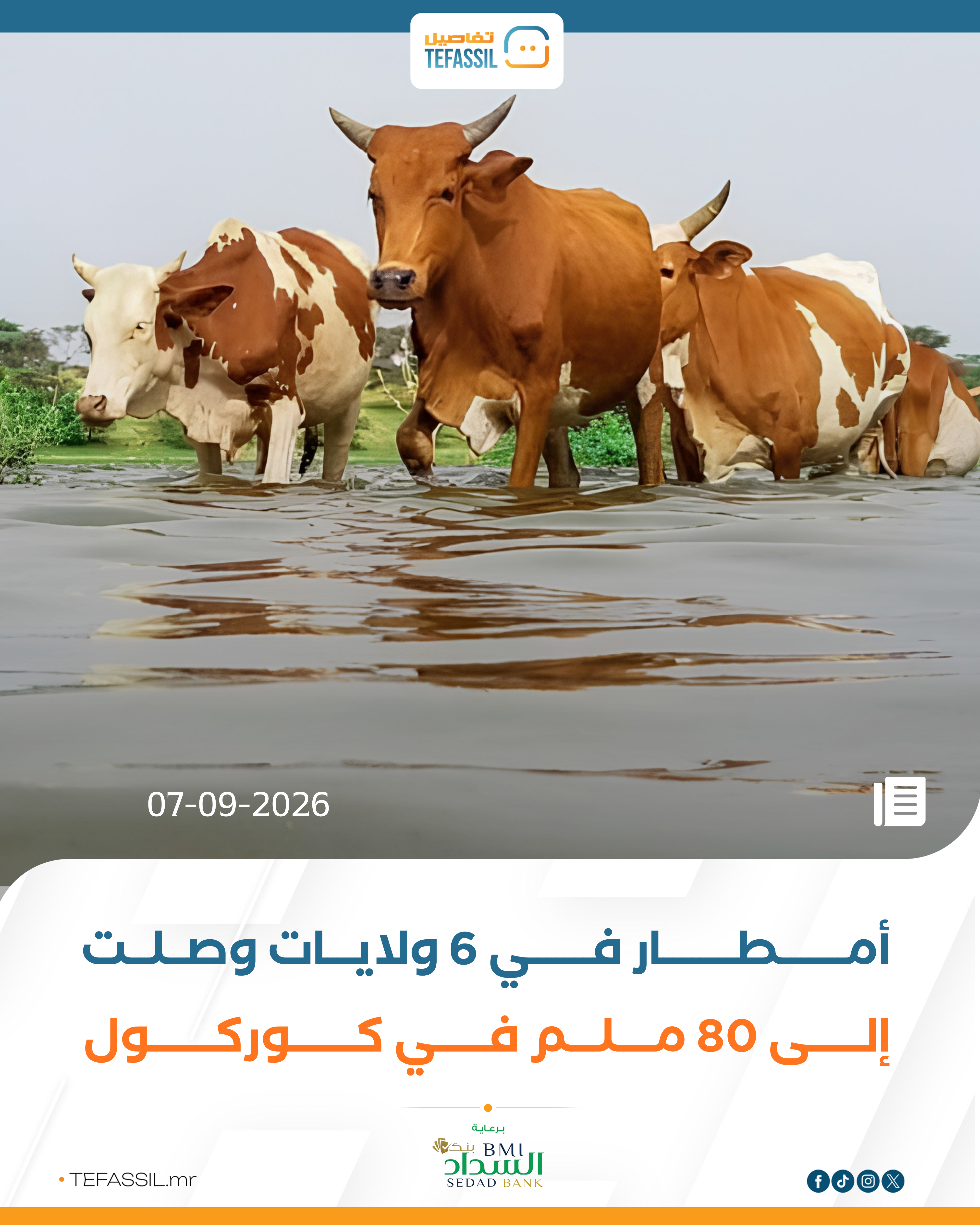 أمطار في 6 ولايات وصلت إلى 80 ملم في كوركول